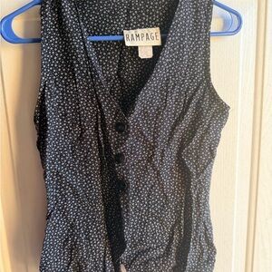 Rampage Black Mini Floral Button-Front Sleeveless Bodysuit